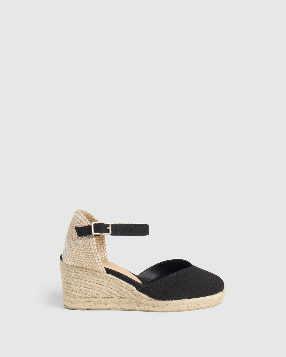 BLACK CLOSED TOE WEDGES CHIARITA MADE WITH CANVAS WITH 7