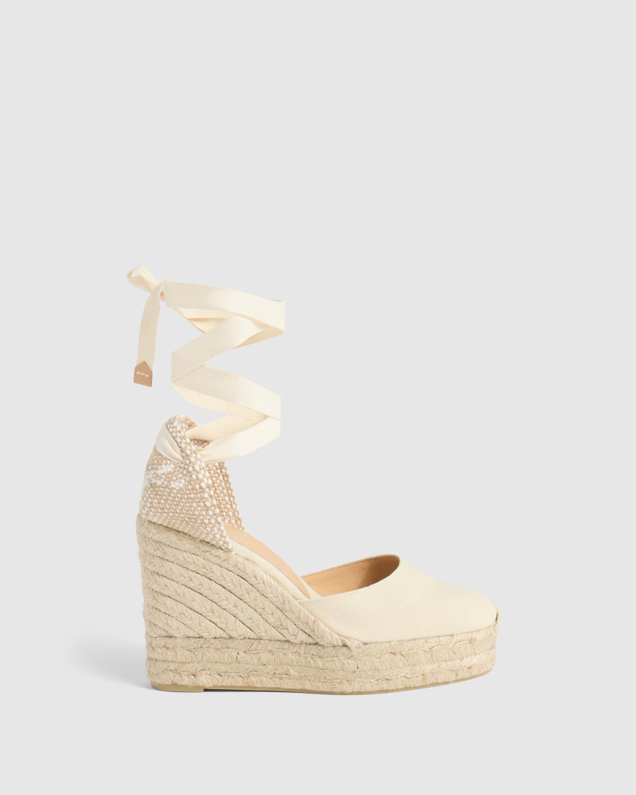 IVORY CLOSED TOE WEDGES CARINA MADE WITH CANVAS WITH 11