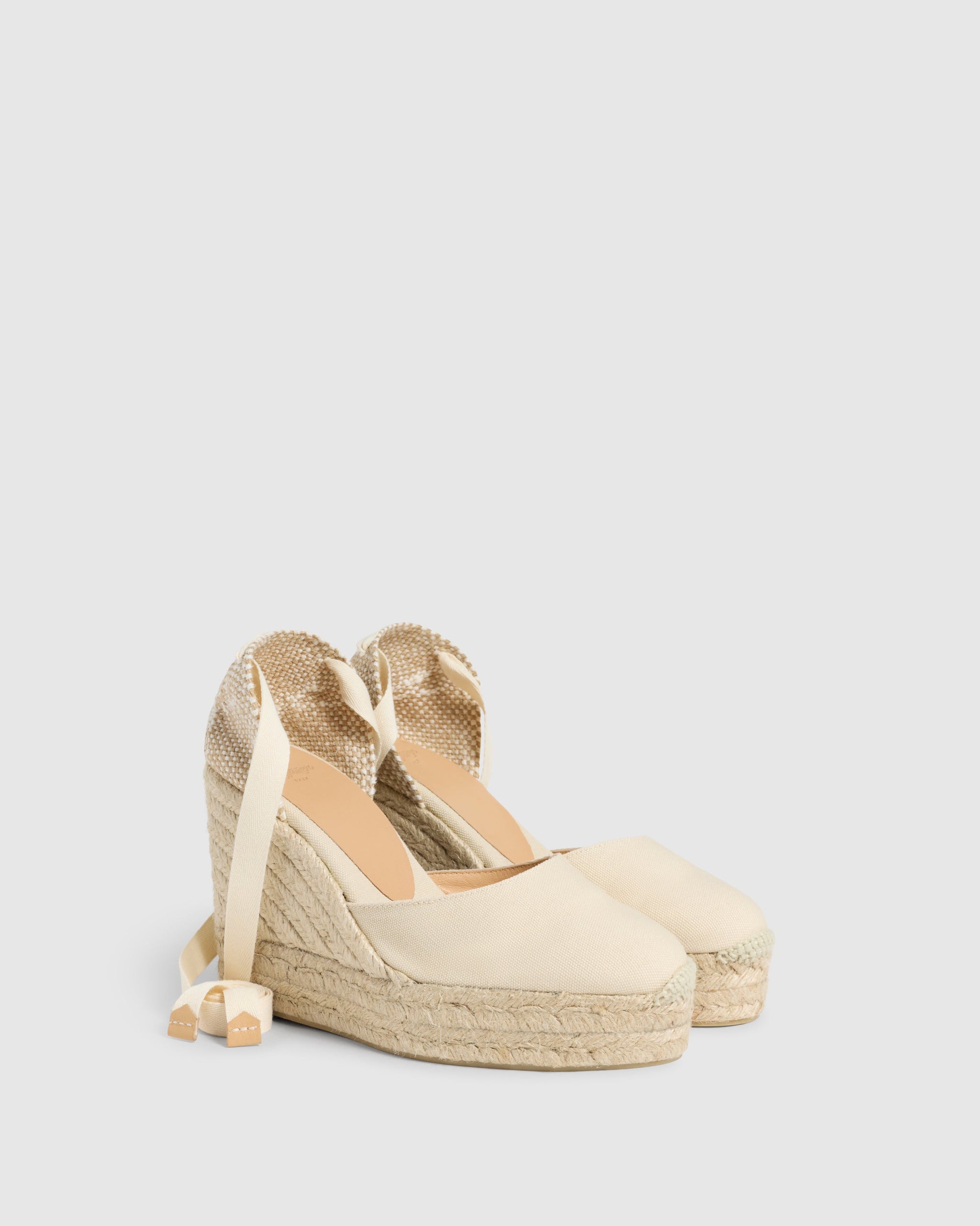 IVORY CLOSED TOE WEDGES CARINA MADE WITH CANVAS WITH 11 HEIGH CASTANER