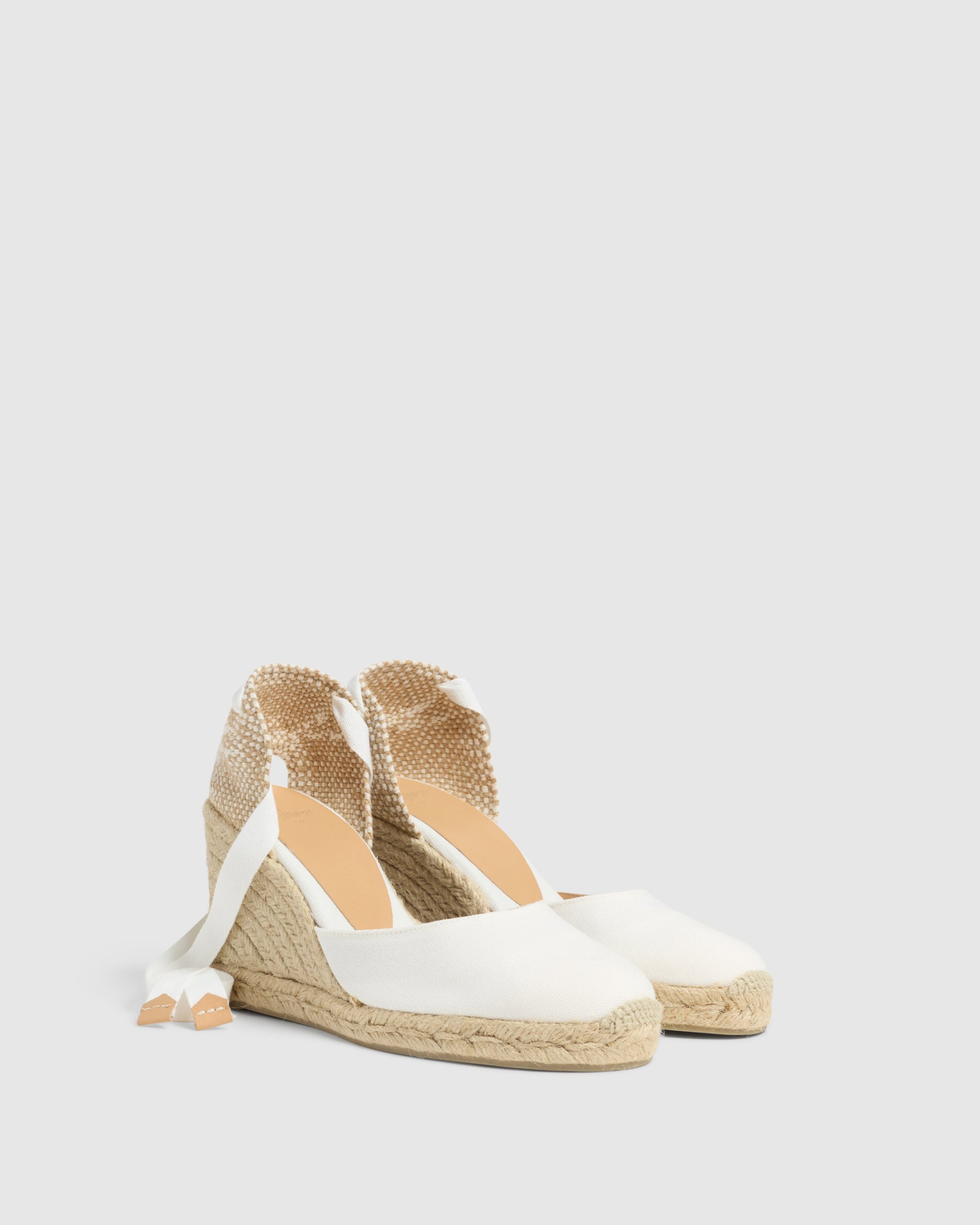 WHITE CLOSED TOE WEDGES CARINA MADE WITH CANVAS WITH 9 HEIGH CASTANER