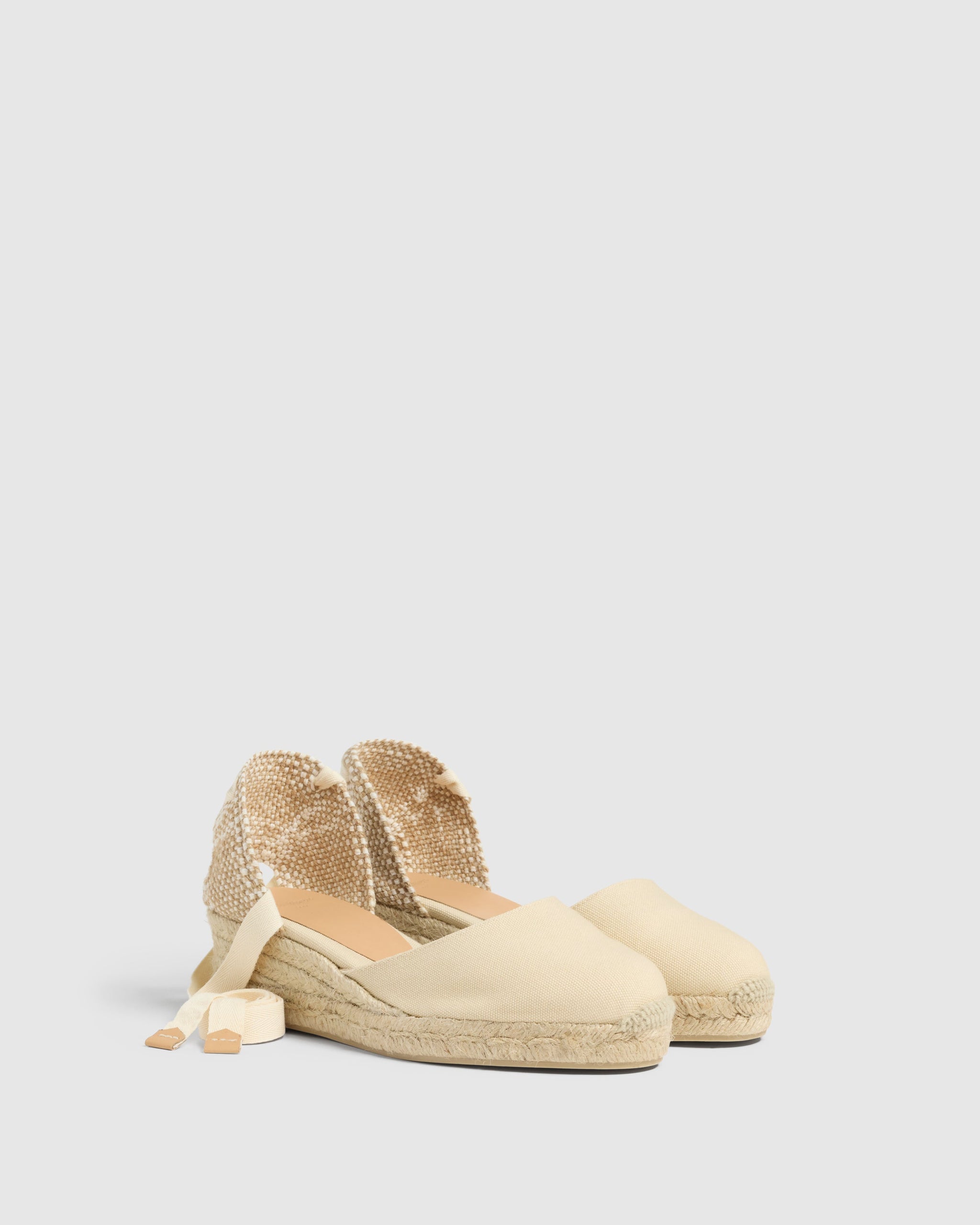 IVORY CLOSED TOE WEDGES CARINA MADE WITH CANVAS WITH 5 HEIGH