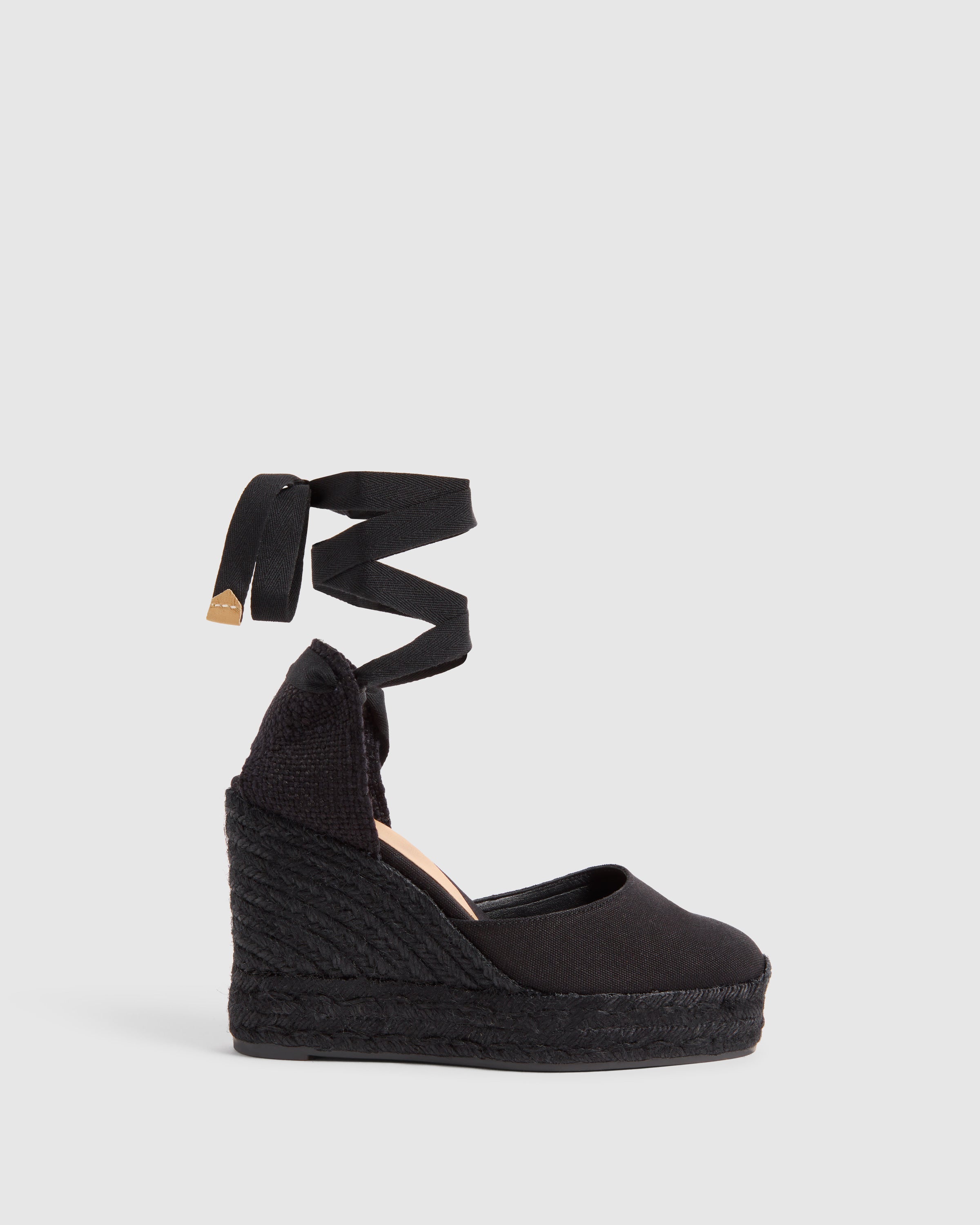 サンダル・ミュール Castaner FW25 Black canvas Carina wedges (20962100 NEGRO) BLACK CLOSED TOE WEDGES CARINA MADE WITH CANVAS WITH 9 HEIGH