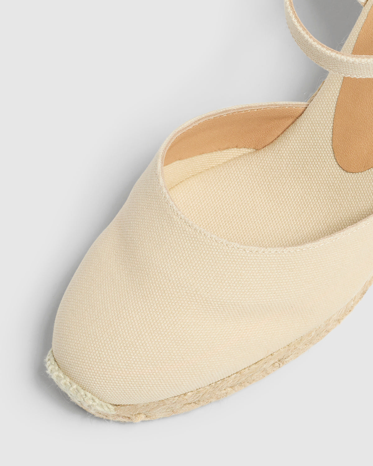 ESPADRILLE CAROL CLOSED TOE WEDGES CANVAS IVORY WOMAN | CASTAÑER