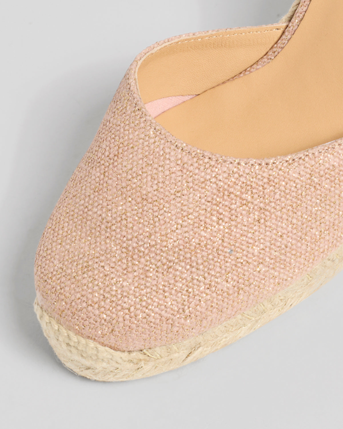 ESPADRILLE CARINA CLOSED TOE WEDGES METALLIZED PINK/GOLD