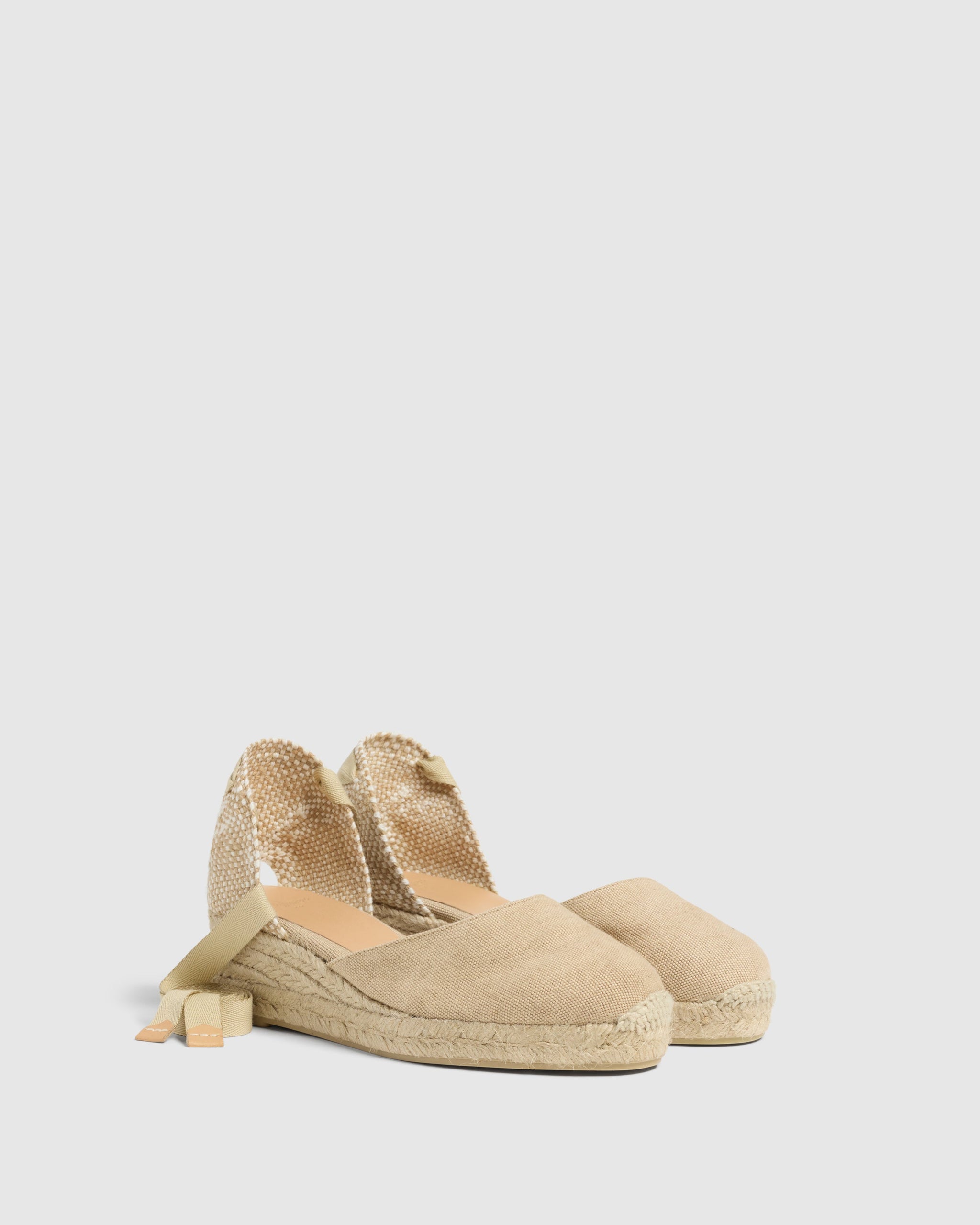 SAND CLOSED TOE WEDGES CARINA MADE WITH CANVAS WITH 5 HEIGH